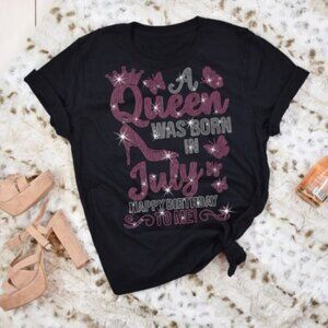 Birthday Queen July Rhinestone T Shirt